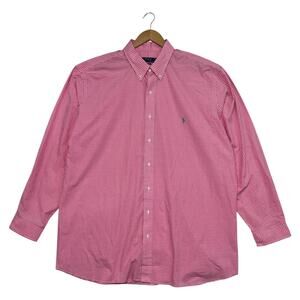 Polo Ralph Lauren Shirt Mens 2XLT Pink Gingham Classic Fit Button Down Preppy